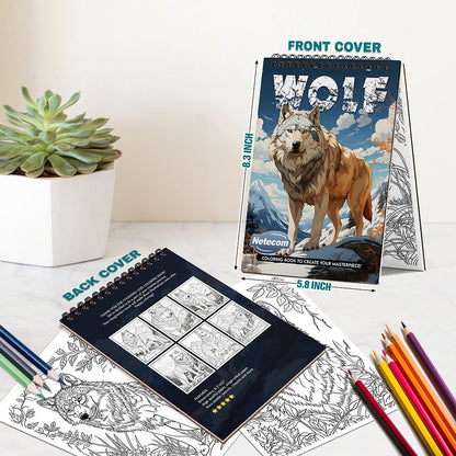 Netecom Wolf Spiral Bound Coloring Book For Adults