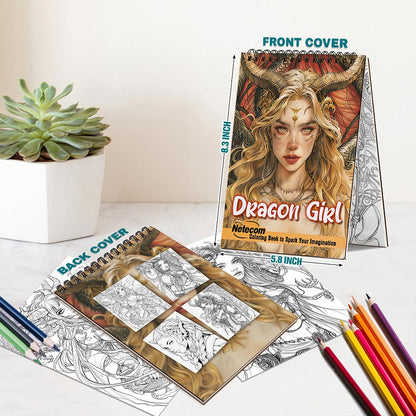 Netecom Dragon Girl Spiral Bound Coloring Book For Adults