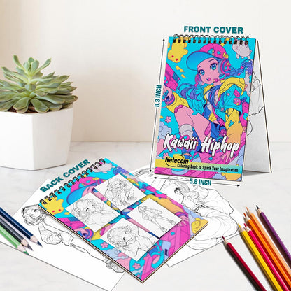 Netecom Kawaii Hiphop Spiral Bound Coloring Book For Adults