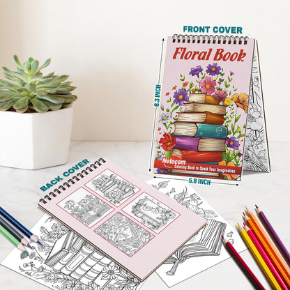 Netecom Floral Book Spiral Bound Coloring Book For Adults