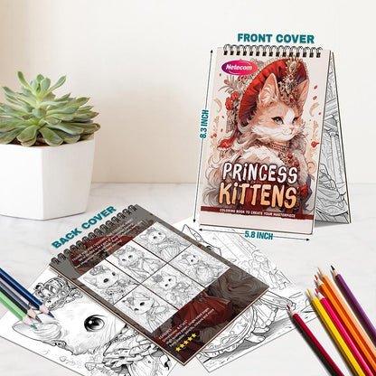 Netecom Princess Kittens Spiral Bound Coloring Book For Adults