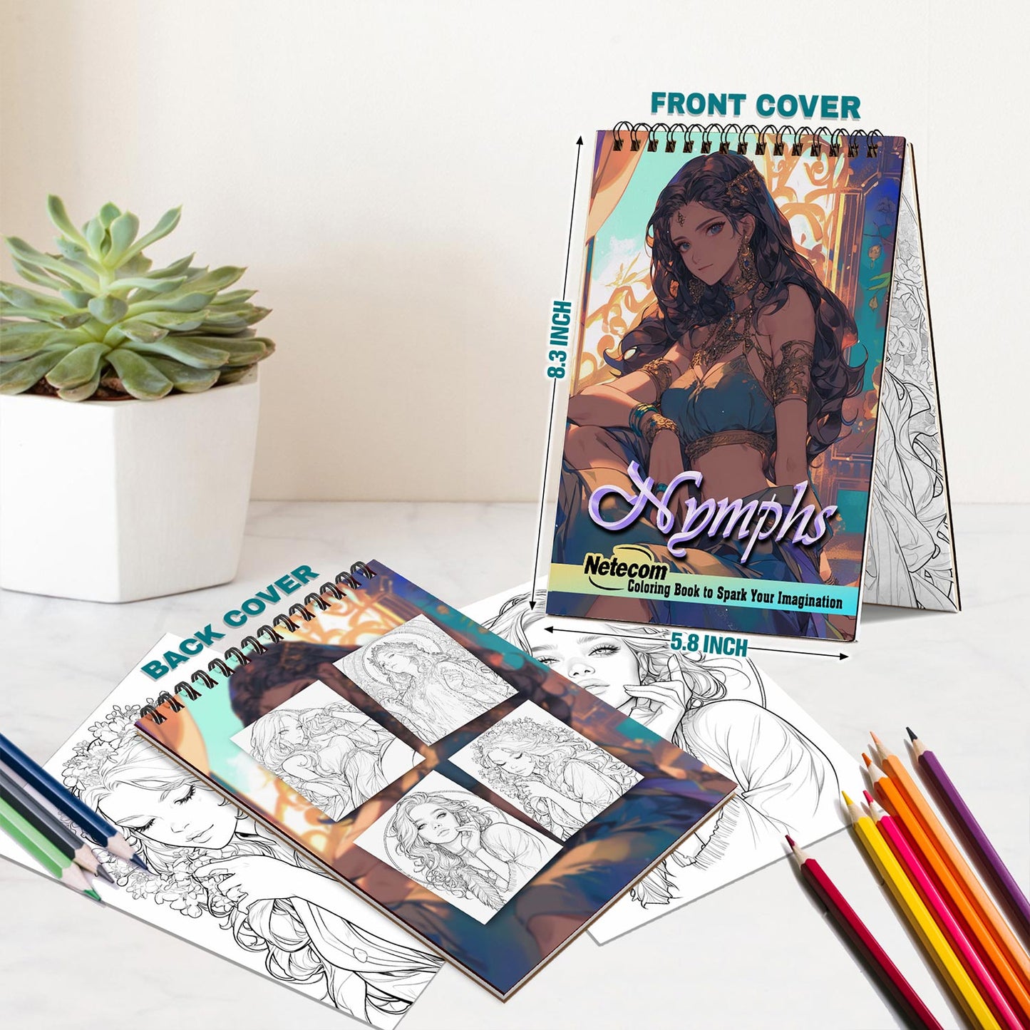 Netecom Nymph Spiral Bound Coloring Book For Adults