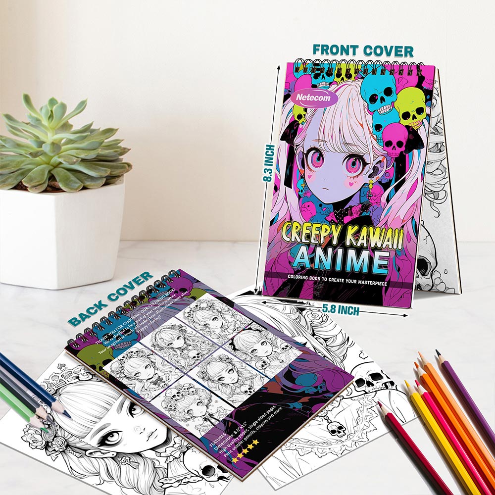 Creepy Kawaii Anime Spiral Bound Coloring Book For Adults