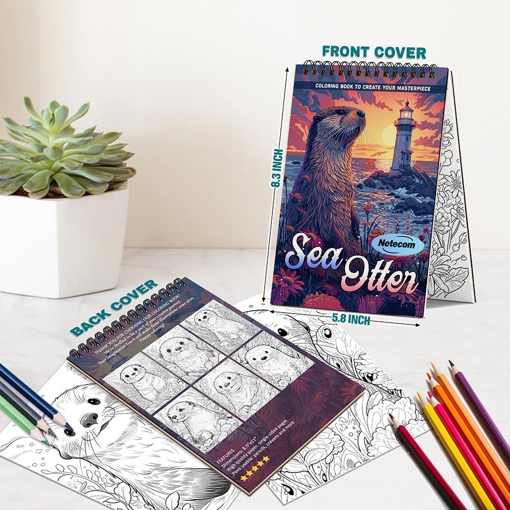 Netecom Sea Otter Spiral Bound Coloring Book For Adults