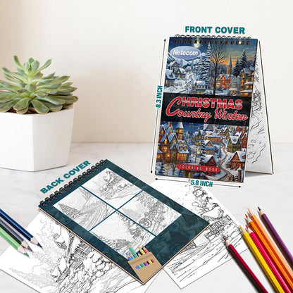 Netecom Christmas Country Winter Spiral Bound Coloring Book For Adults