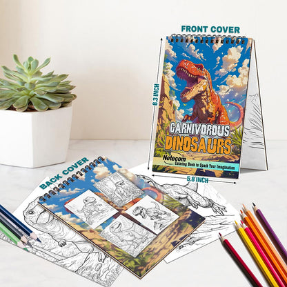 Netecom Carnivorous Dinosaurs Spiral Bound Coloring Book For Adults