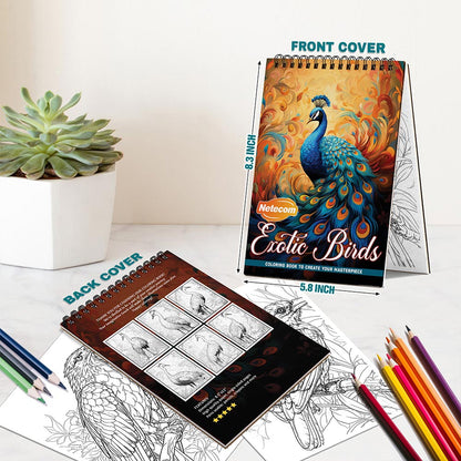 Netecom Exotic Birds Spiral Bound Coloring Book For Adults