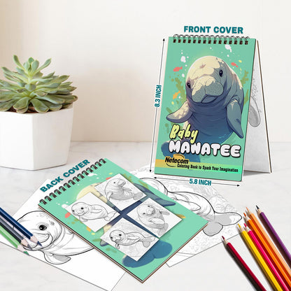 Netecom Baby Manatee Spiral Bound Coloring Book For Adults