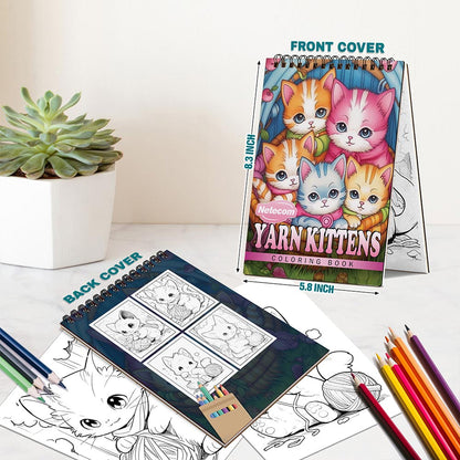 Netecom Yarn Kittens Spiral Bound Coloring Book For Adults