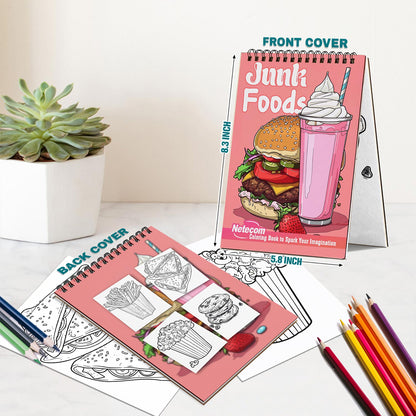 Netecom Junk Foods Spiral Bound Coloring Book For Adults