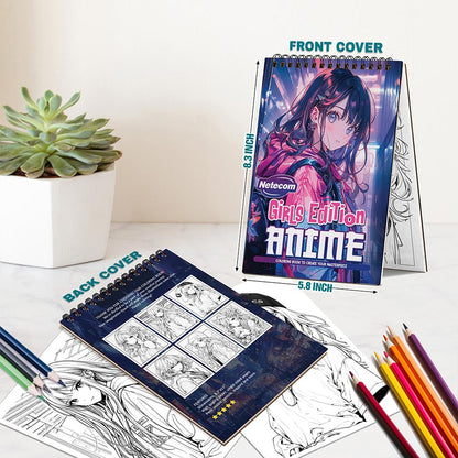 Netecom Girls Edition Anime Spiral Bound Coloring Book For Adults