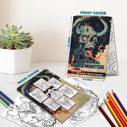 Netecom Paranormal Horror Monsters Spiral Bound Coloring Book For Adults