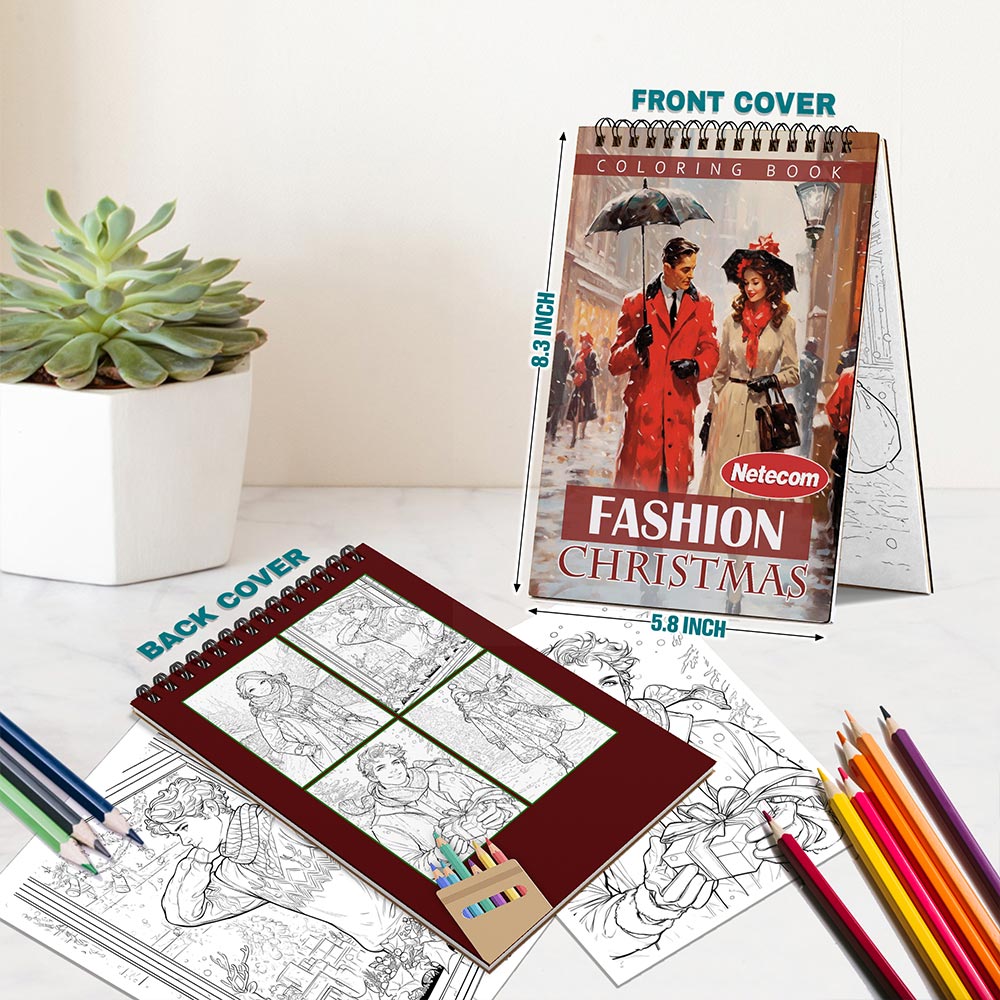 Netecom Christmas Fashion Spiral Bound Coloring Book For Adults
