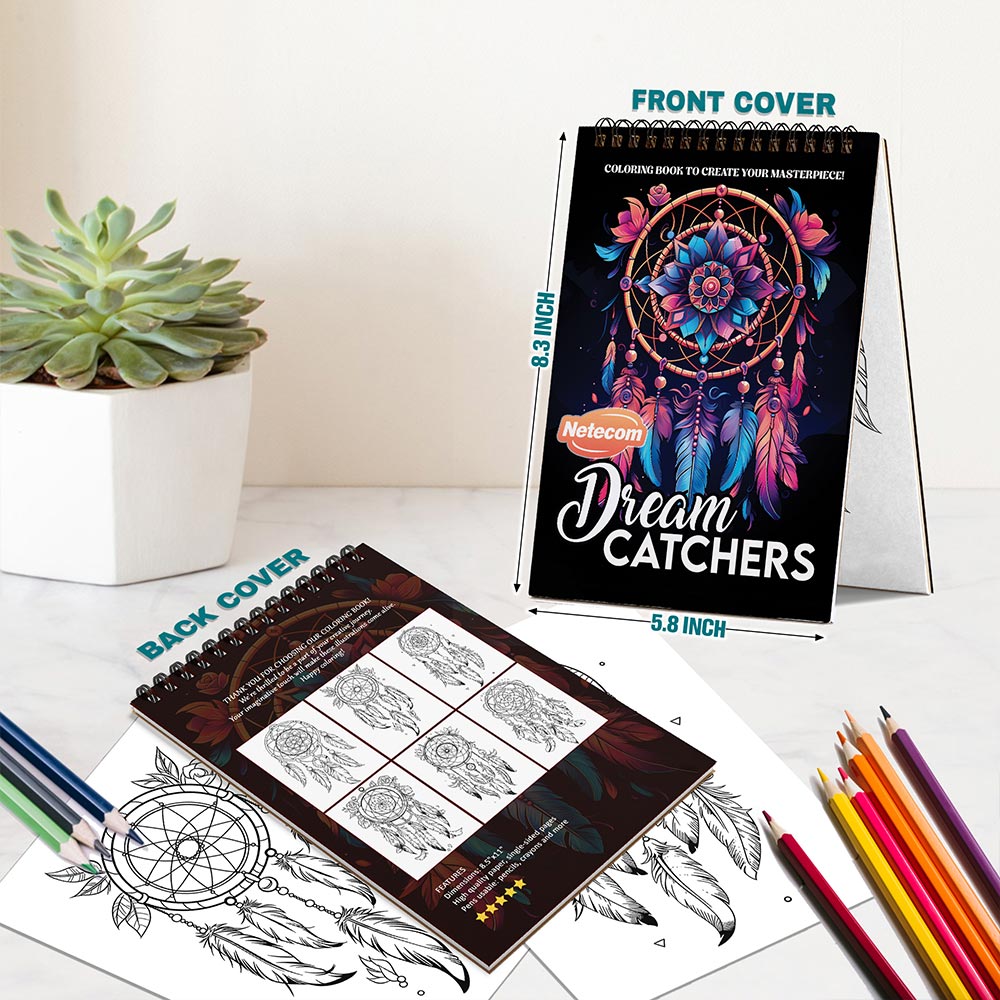 Netecom Dream Catchers Spiral Bound Coloring Book For Adults