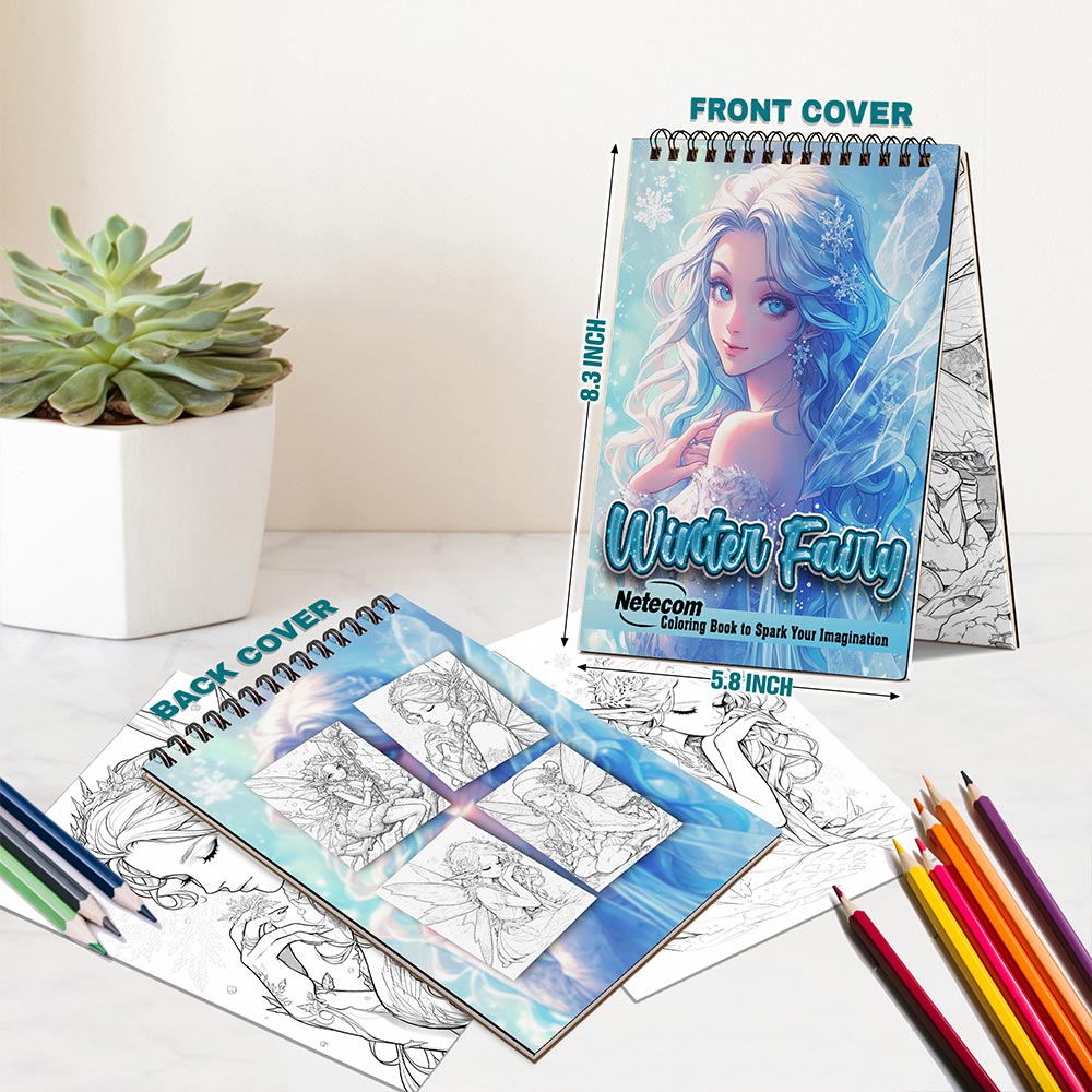 Netecom Winter Fairy Spiral Bound Coloring Book For Adults