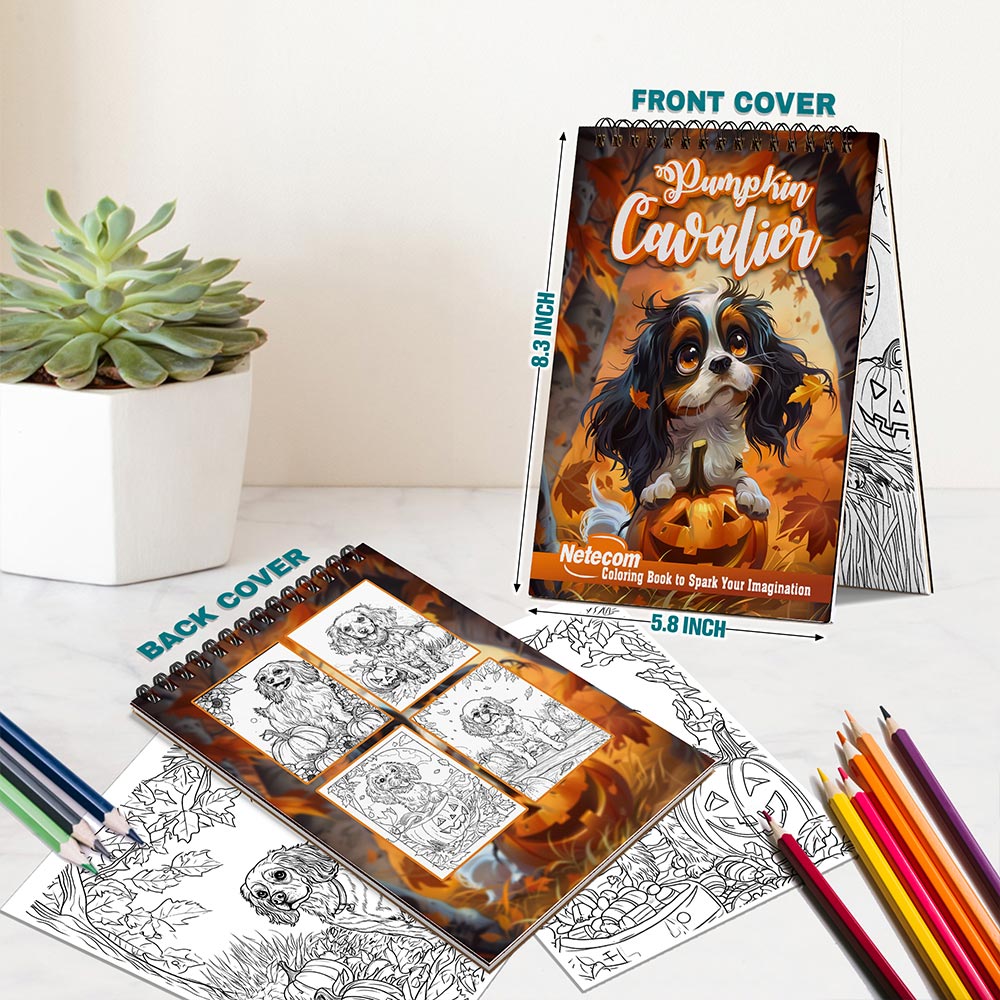 Netecom Pumpkin Cavalier Spiral Bound Coloring Book For Adults