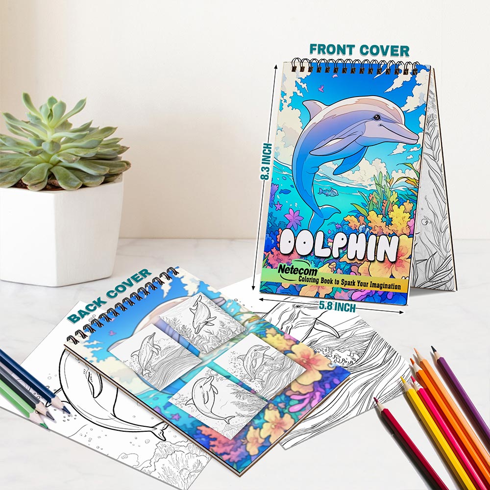 Netecom Dolphin Spiral Bound Coloring Book For Adults