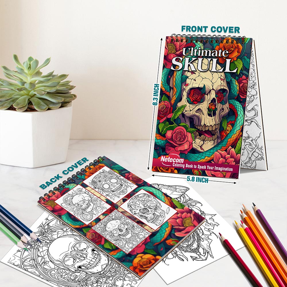Netecom Ultimate Skull Spiral Bound Coloring Book For Adults