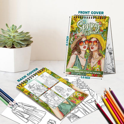 Netecom Spring Fashion Spiral Bound Coloring Book For Adults