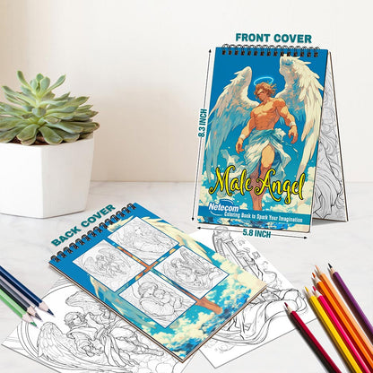 Netecom Male Angel Spiral Bound Coloring Book For Adults