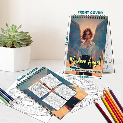 Netecom Modern Angel Spiral Bound Coloring Book For Adults