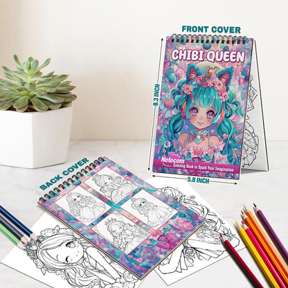 Netecom Chibi Queen Spiral Bound Coloring Book For Adults