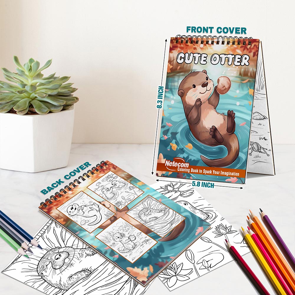 Netecom Cute Otter Spiral Bound Coloring Book For Adults
