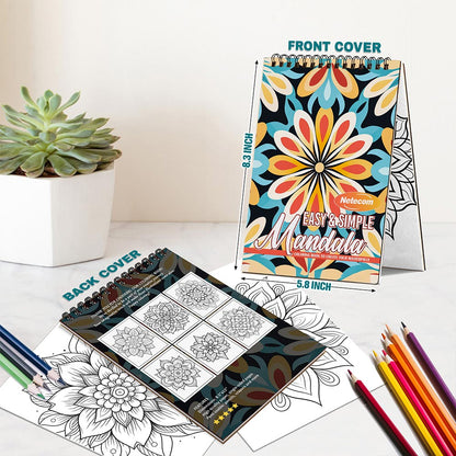Easy and Simple Mandala Spiral Bound Coloring Book For Adults