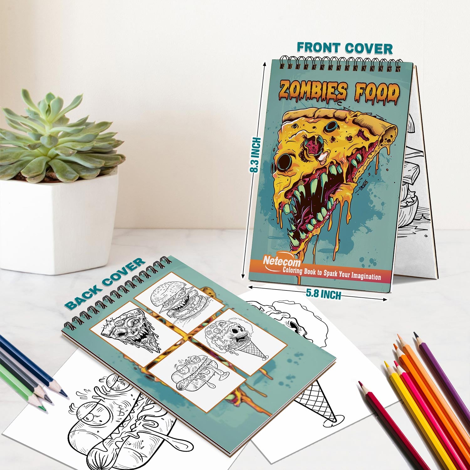 Netecom Zombies Food Spiral Bound Coloring Book For Adults