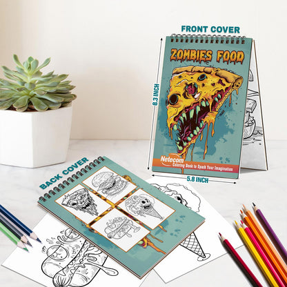 Netecom Zombies Food Spiral Bound Coloring Book For Adults