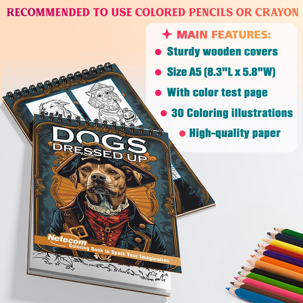 Netecom Dogs Dressed Up Coloring Sheets For Adults