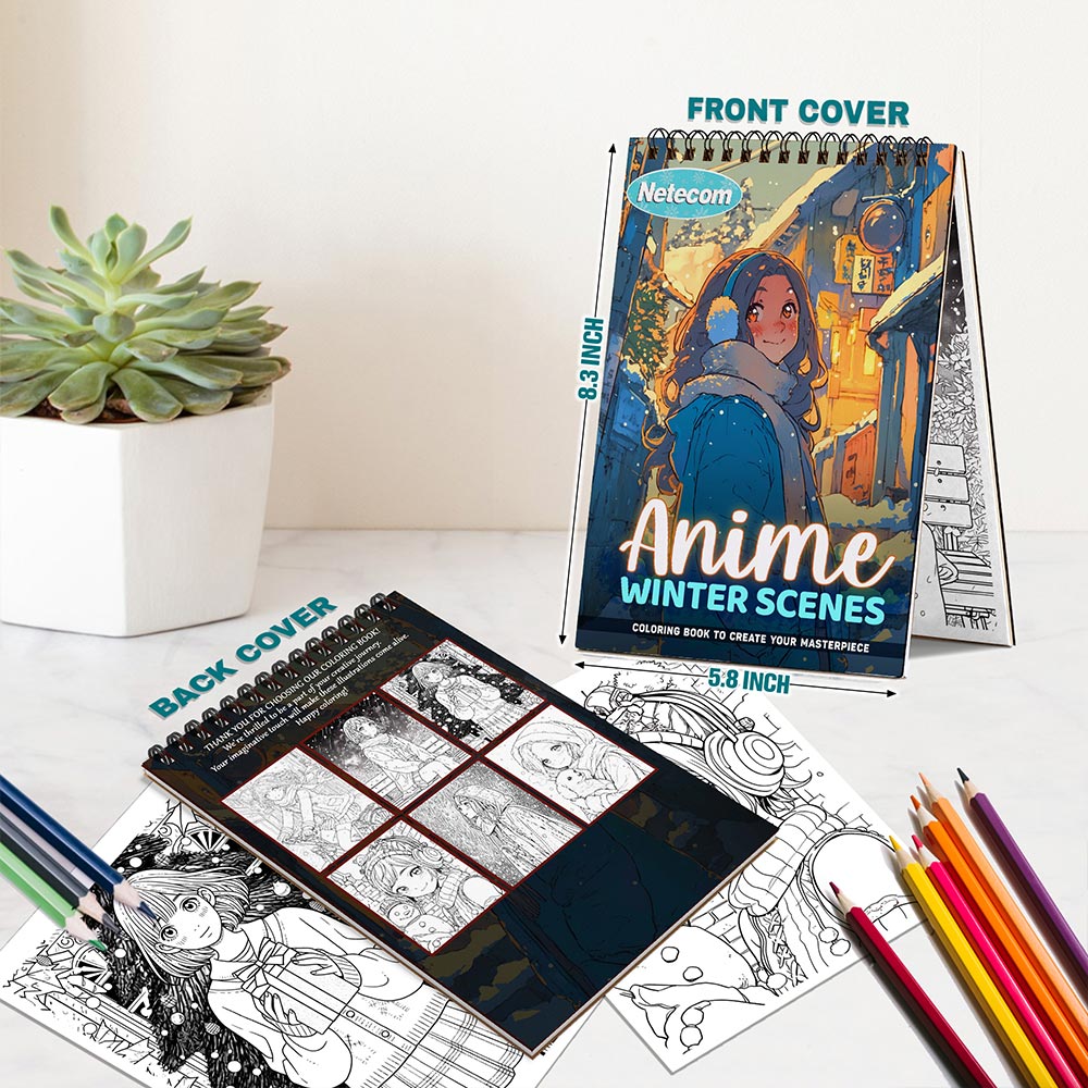 Anime Winter Scenes Spiral Bound Coloring Book For Adults