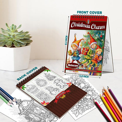 Christmas Charm Spiral Bound Coloring Book For Adults