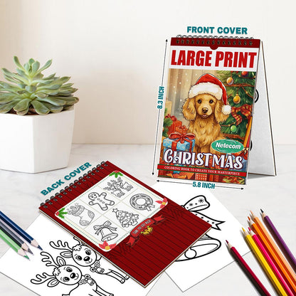 Netecom Country Christmas Spiral Bound Coloring Book For Adults