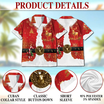 Santa Costume Christmas Print Hawaii Dog and Owner Matching Button Shirts