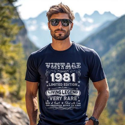 Netecom Vintage 1981 Limited Edition T-Shirt, Retro Birthday Shirt for Men, Perfect Gift for 1981 Birth Year