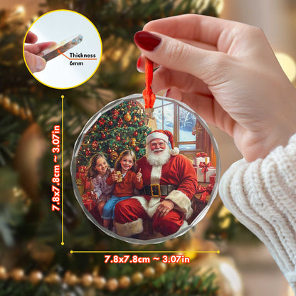 Netecom Santa Claus with Children Glass Ornament – Christmas Tree Decoration, Holiday Keepsake Gift, 3 in