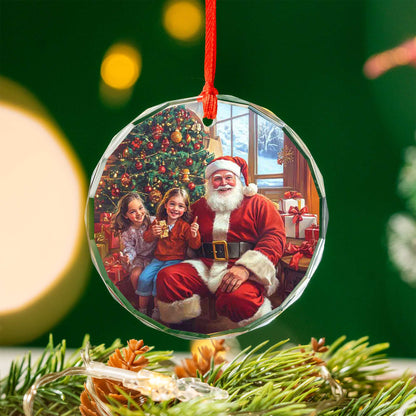 Netecom Santa Claus with Children Glass Ornament – Christmas Tree Decoration, Holiday Keepsake Gift, 3 in