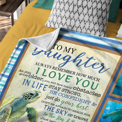 Netecom Personalized Turtle To My Daughter Blanket from Mom, Custom Letter Throw Blanket for Couch, Bed or Sofa, Ultra Soft Warm Gift for Daughter’s Birthday, Thanksgiving and Christmas