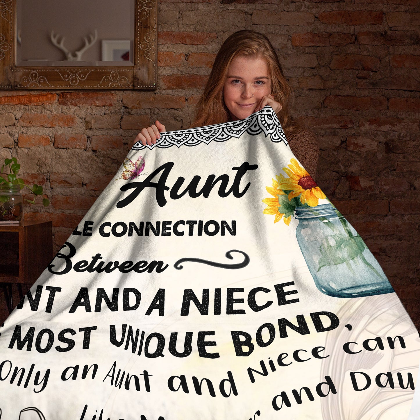 Netecom Personalized Sunflower To My Aunt Blanket from Niece, Custom Love Letter Throw Blanket for Couch, Bed or Sofa, Ultra Soft Warm Gift for Aunt’s Birthday and Christmas