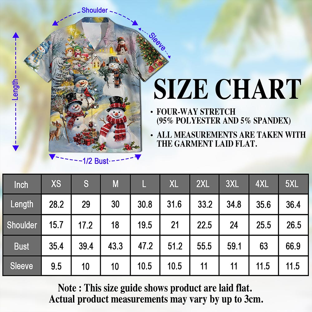 Netecom Snowman Christmas Hawaiian Shirt for Men Women, Winter Snow Tree Button Down Summer Beach Short Sleeve Shirts, S-5XL