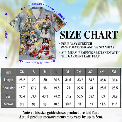 Netecom Snowman Christmas Hawaiian Shirt for Men Women, Winter Snow Tree Button Down Summer Beach Short Sleeve Shirts, S-5XL