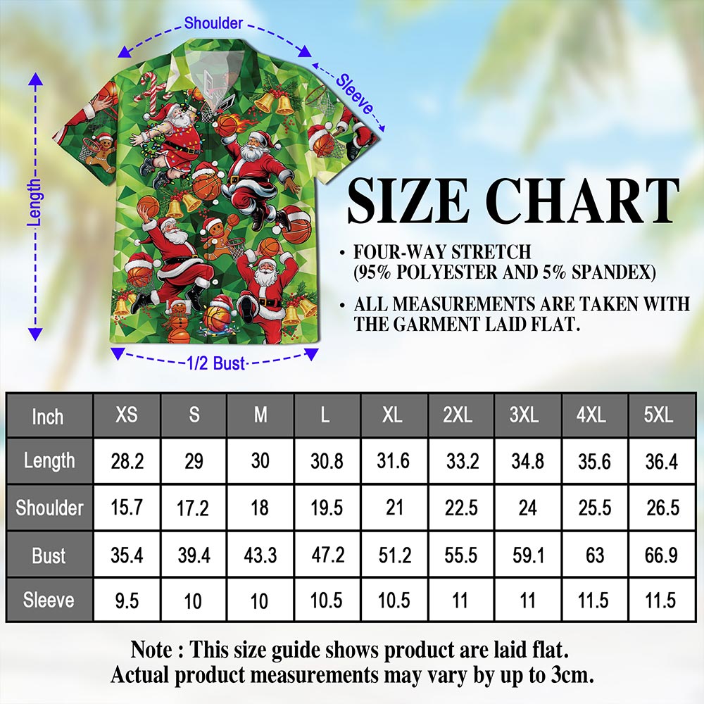 Netecom Santa Claus Basketball Christmas Hawaiian Shirt for Men, Funny Sports Holiday Button Down Summer Beach Shirt, S-5XL