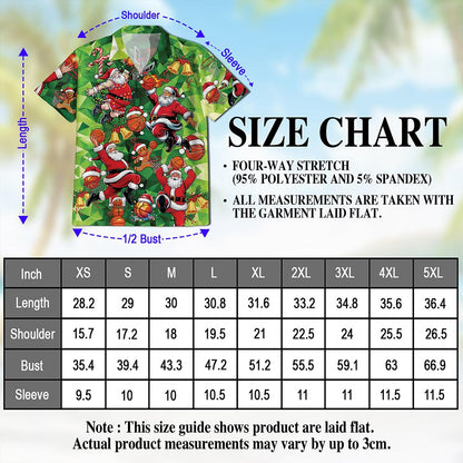 Netecom Santa Claus Basketball Christmas Hawaiian Shirt for Men, Funny Sports Holiday Button Down Summer Beach Shirt, S-5XL