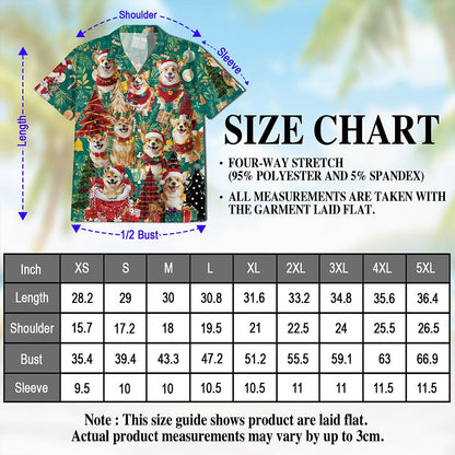 Netecom Christmas Corgi Hawaiian Shirt for Men Women, Cute Dog Lover Holiday Aloha Button Down Short Sleeve Shirt, S-5XL