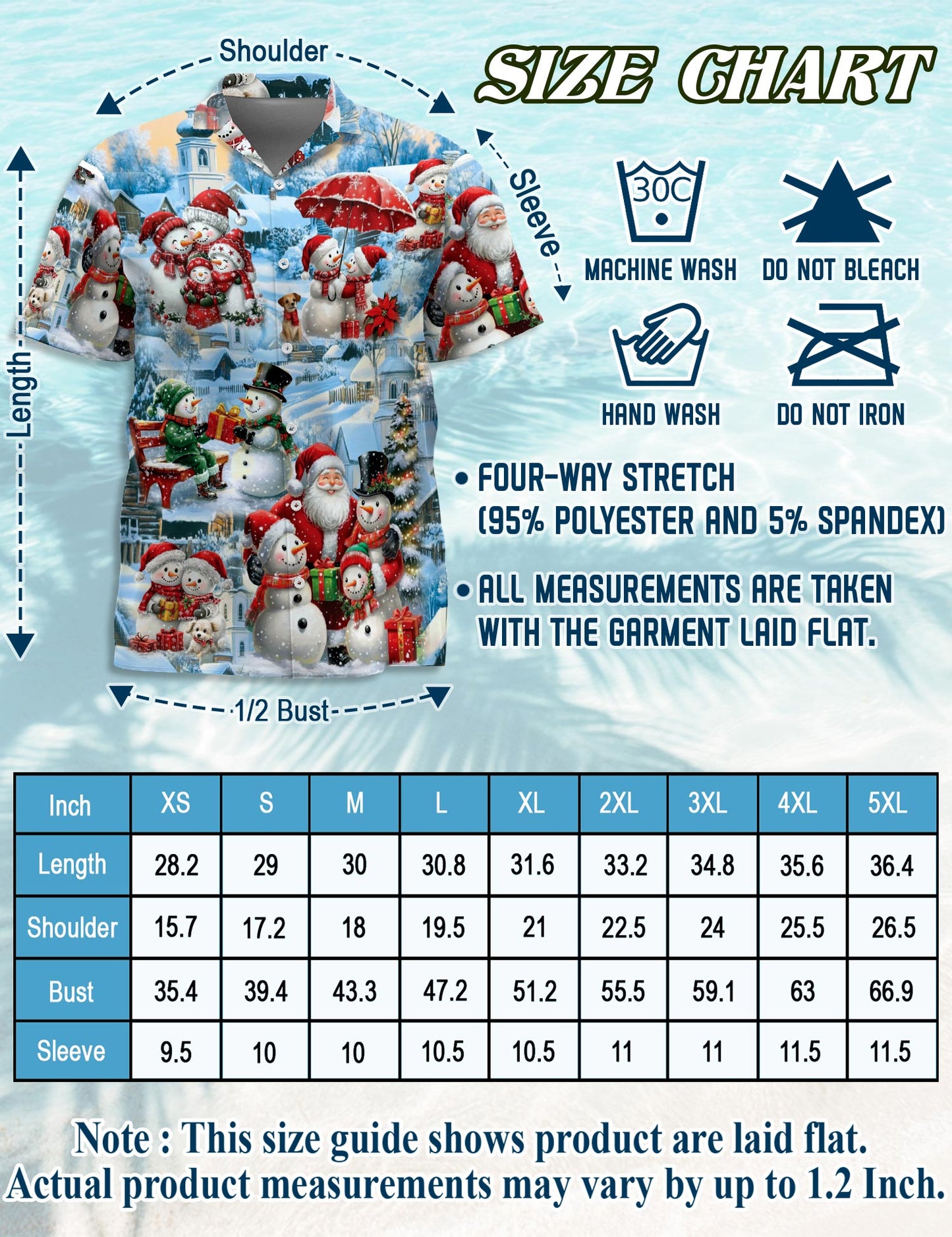 Netecom Snowman and Santa Claus Christmas Hawaiian Shirt, Winter Holiday Village Print Button Down Summer Beach Shirt, S-5XL