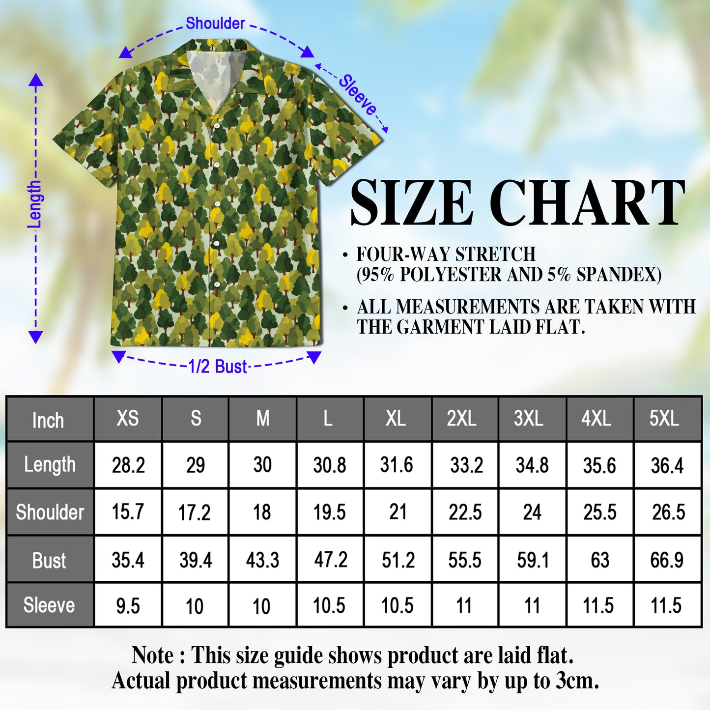 Netecom Pattern Tree Hawaiian Shirt for Men, Nature Forest Print Aloha Button Down Summer Beach Short Sleeve Shirt