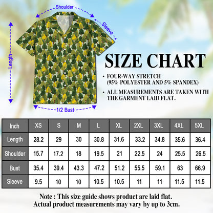 Netecom Pattern Tree Hawaiian Shirt for Men, Nature Forest Print Aloha Button Down Summer Beach Short Sleeve Shirt