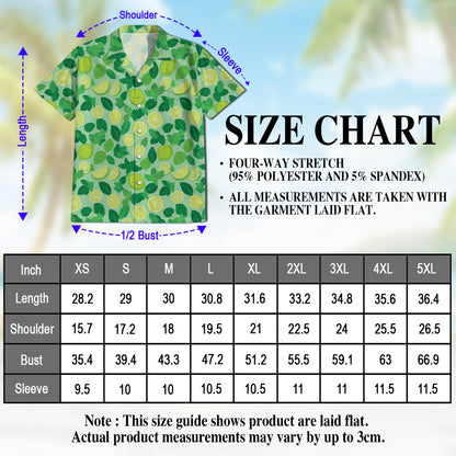 Netecom Lemon Pattern Hawaiian Shirt for Men, Lemon Lover Gifts, Fruit Button Down Summer Beach Short Sleeve Shirts