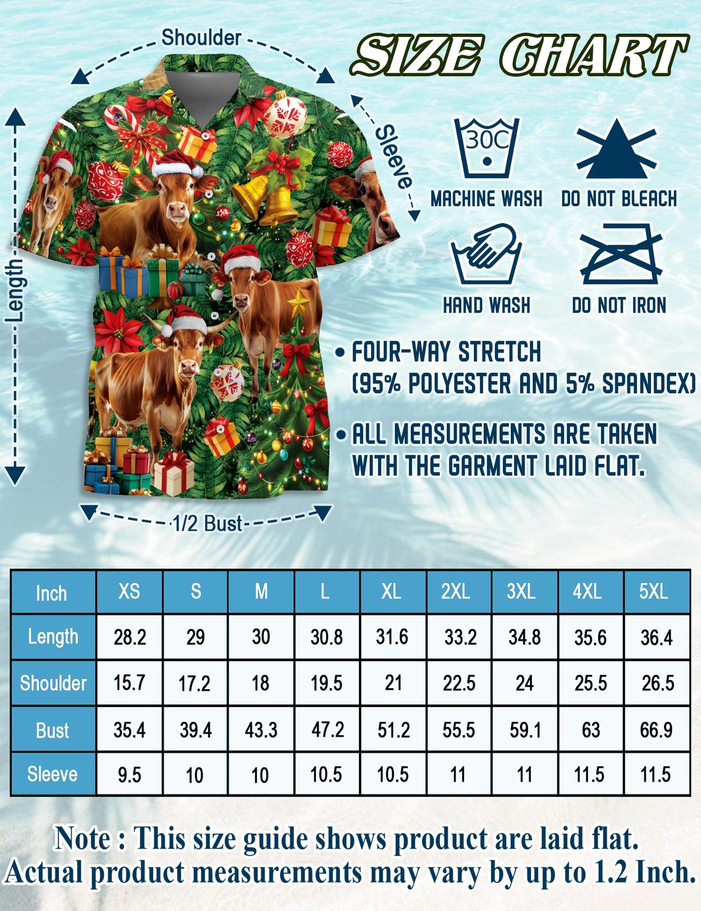Netecom Christmas Cow Hawaiian Shirt for Men, Santa Hat Farm Animal Holiday Button Down Summer Beach Short Sleeve Shirt, S-5XL